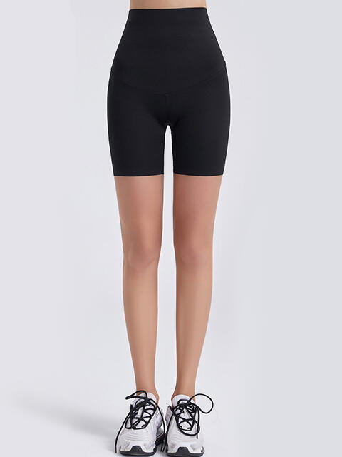 Wide Waistband Sports Shorts - FitFemme.Shop