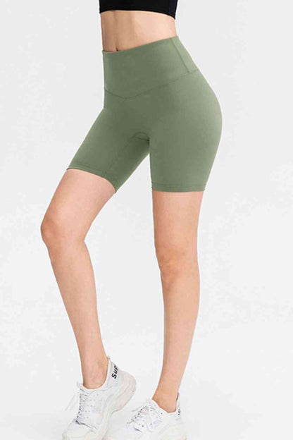 Slim Fit Wide Waistband Sports Shorts - FitFemme.Shop