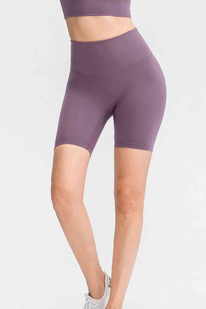 Slim Fit Wide Waistband Sports Shorts - FitFemme.Shop