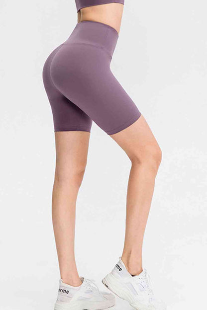 Slim Fit Wide Waistband Sports Shorts - FitFemme.Shop
