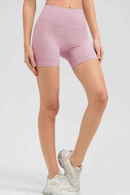 Wide Waistband Slim Fit Sports Shorts - FitFemme.Shop