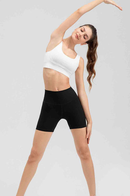 Wide Waistband Slim Fit Sports Shorts - FitFemme.Shop