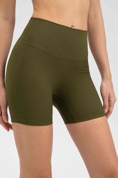 Wide Waistband Slim Fit Sports Shorts - FitFemme.Shop