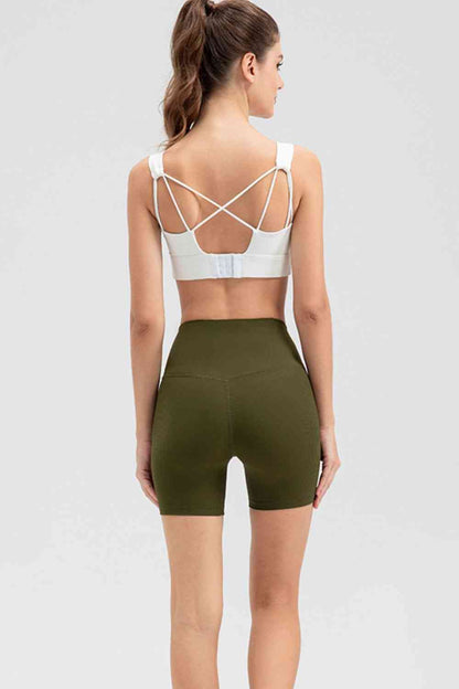 Wide Waistband Slim Fit Sports Shorts - FitFemme.Shop