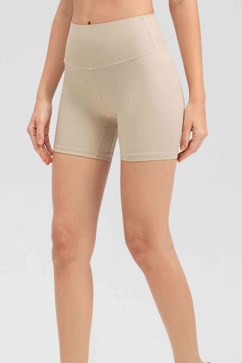 Wide Waistband Slim Fit Sports Shorts - FitFemme.Shop