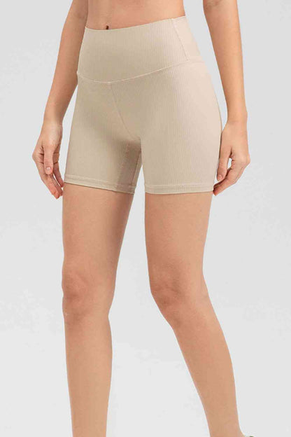 Wide Waistband Slim Fit Sports Shorts - FitFemme.Shop