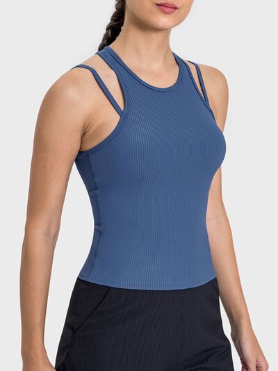 Millennia Cutout Round Neck Racerback Active Tank - FitFemme.Shop