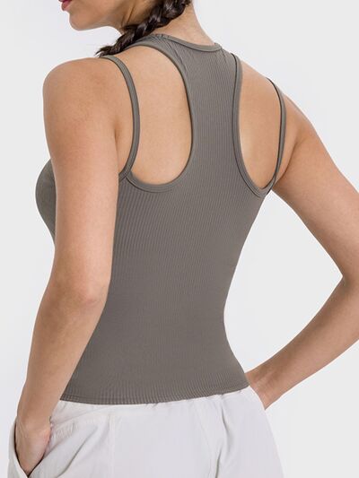 Millennia Cutout Round Neck Racerback Active Tank - FitFemme.Shop