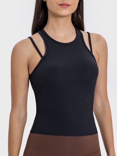 Millennia Cutout Round Neck Racerback Active Tank - FitFemme.Shop