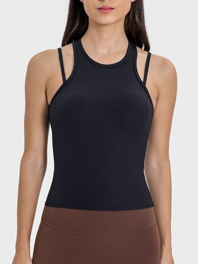 Millennia Cutout Round Neck Racerback Active Tank - FitFemme.Shop