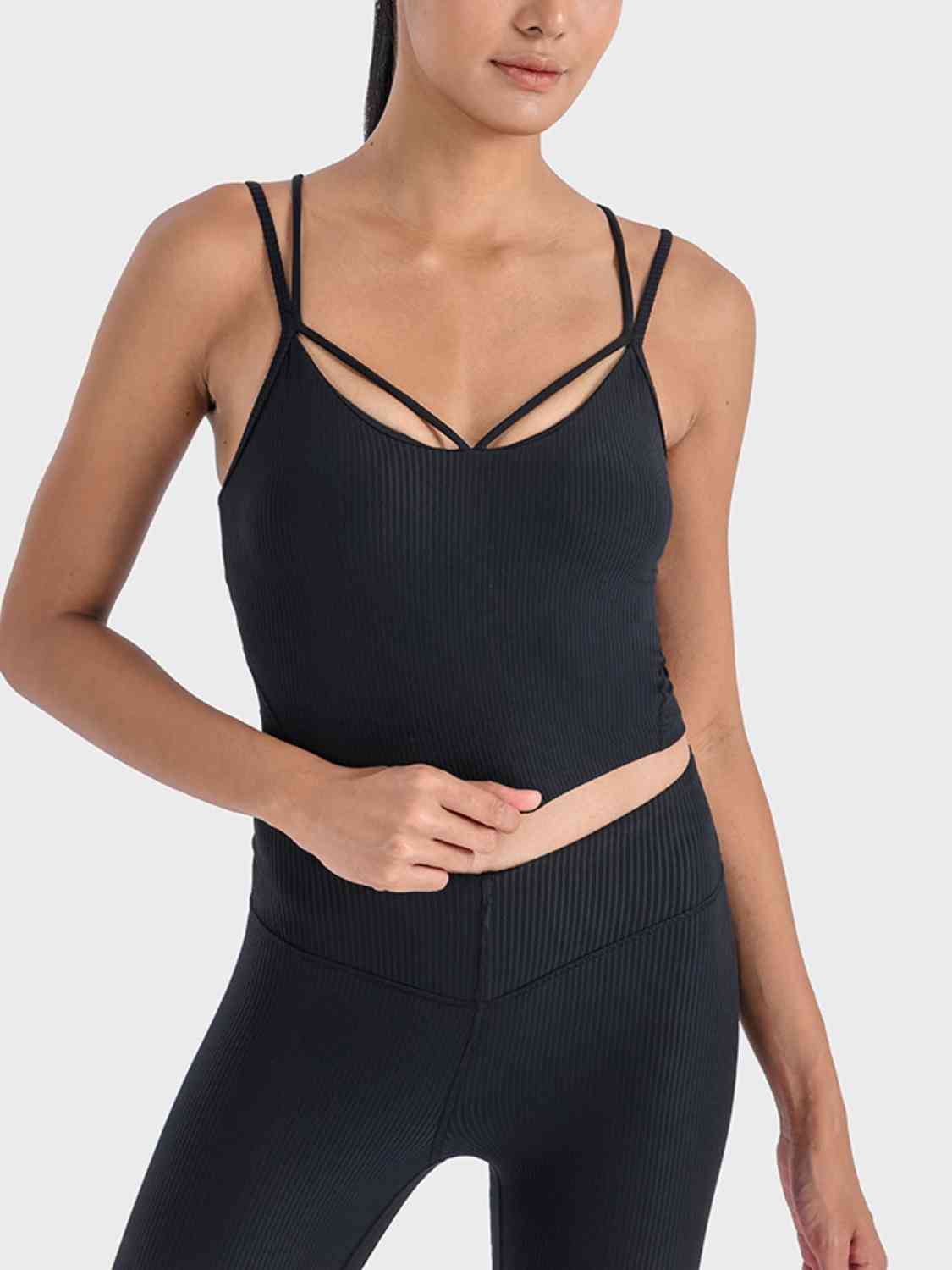 Millennia Double Strap Ribbed Sports Cami - FitFemme.Shop