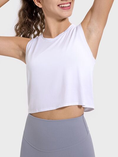 Millennia Drawstring Cutout Round Neck Active Tank - FitFemme.Shop