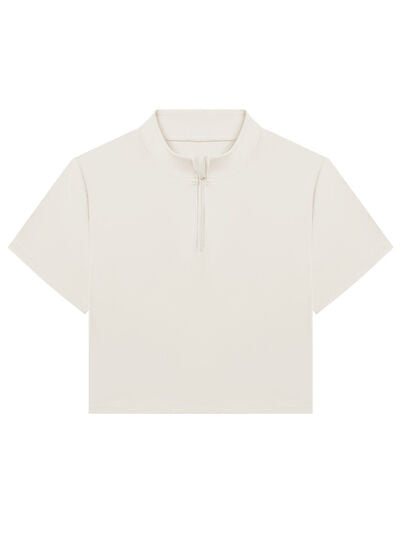 Millennia Quarter Zip Short Sleeve Active T-Shirt - FitFemme.Shop