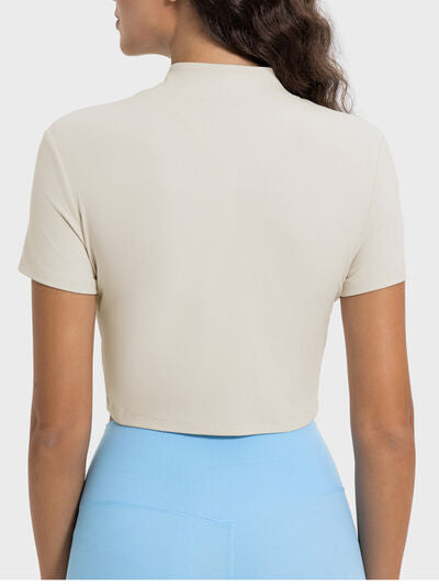 Millennia Quarter Zip Short Sleeve Active T-Shirt - FitFemme.Shop