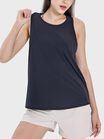 Millennia Round Neck Wide Strap Active Tank - FitFemme.Shop