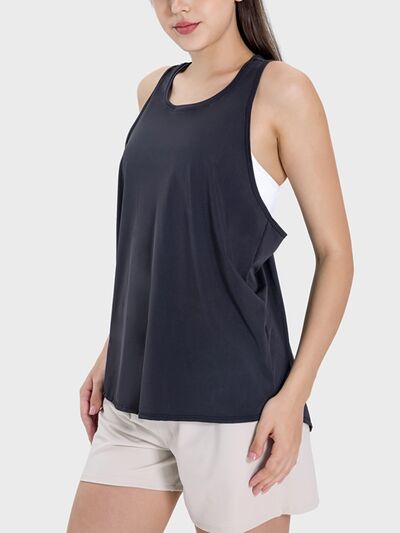 Millennia Round Neck Wide Strap Active Tank - FitFemme.Shop