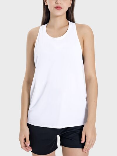 Millennia Round Neck Wide Strap Active Tank - FitFemme.Shop