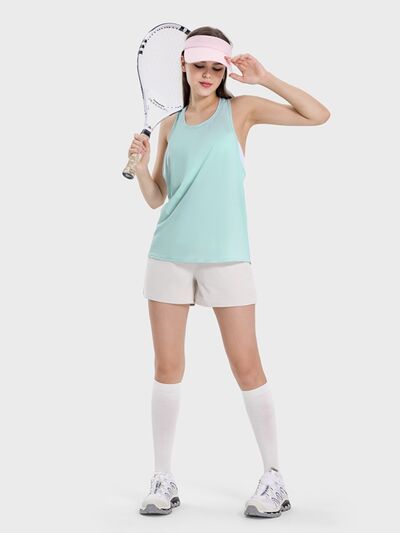 Millennia Round Neck Wide Strap Active Tank - FitFemme.Shop