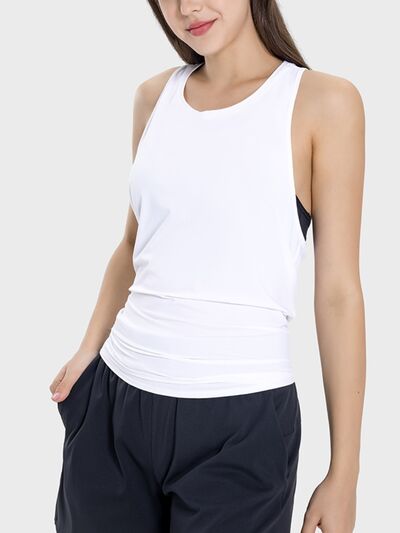 Millennia Round Neck Wide Strap Active Tank - FitFemme.Shop