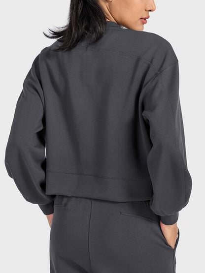 Millennia Round Neck Drop Shoulder Sports Top - FitFemme.Shop