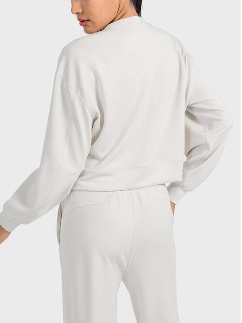 Millennia Round Neck Drop Shoulder Sports Top - FitFemme.Shop