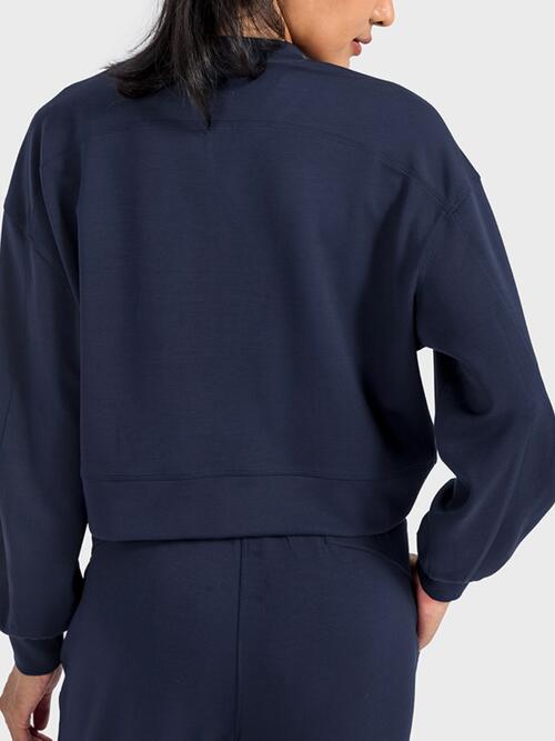 Millennia Round Neck Drop Shoulder Sports Top - FitFemme.Shop