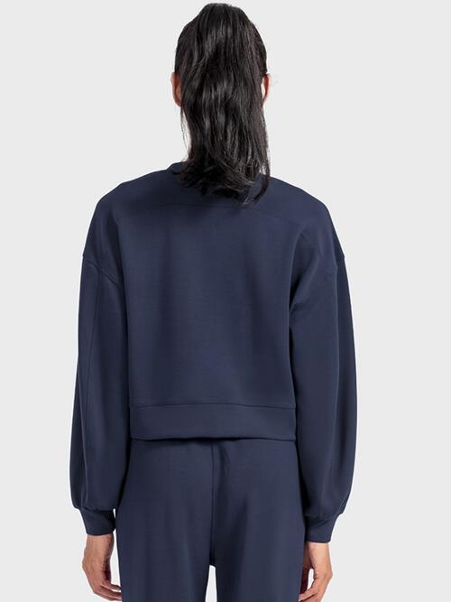 Millennia Round Neck Drop Shoulder Sports Top - FitFemme.Shop