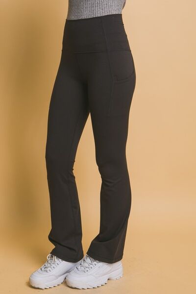 Love Tree High Waist Flare Active Leggings with Side Pockets - FitFemme.Shop