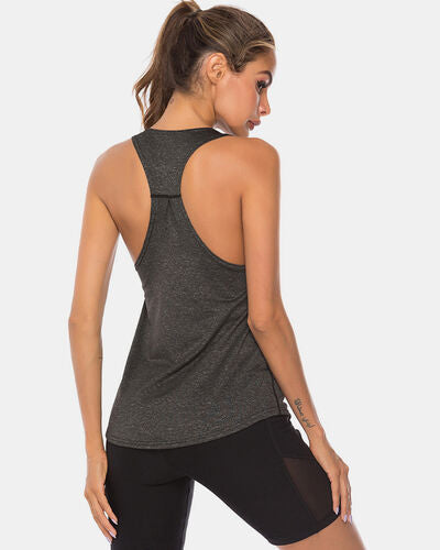 Full Size Scoop Neck Wide Strap Active Tank - FitFemme.Shop