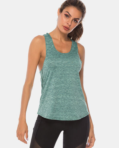 Full Size Scoop Neck Wide Strap Active Tank - FitFemme.Shop