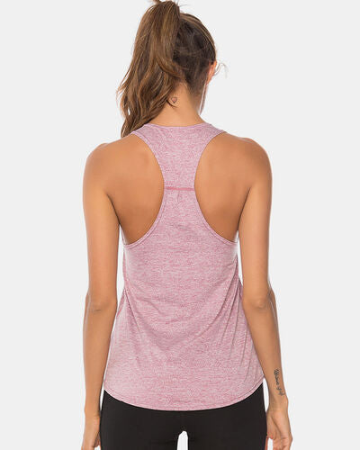 Full Size Scoop Neck Wide Strap Active Tank - FitFemme.Shop