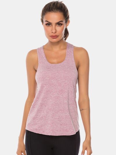 Full Size Scoop Neck Wide Strap Active Tank - FitFemme.Shop