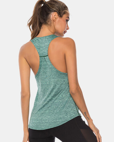 Full Size Scoop Neck Wide Strap Active Tank - FitFemme.Shop