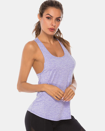 Full Size Scoop Neck Wide Strap Active Tank - FitFemme.Shop
