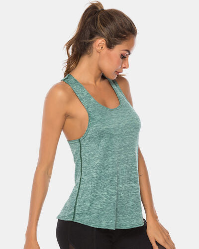 Full Size Scoop Neck Wide Strap Active Tank - FitFemme.Shop