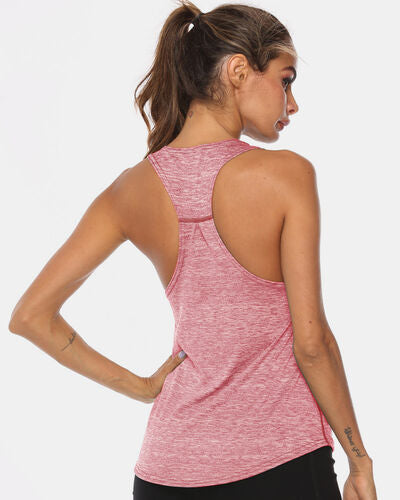 Full Size Scoop Neck Wide Strap Active Tank - FitFemme.Shop