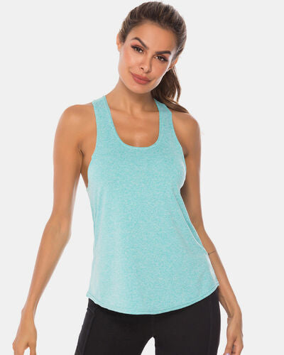 Full Size Scoop Neck Wide Strap Active Tank - FitFemme.Shop
