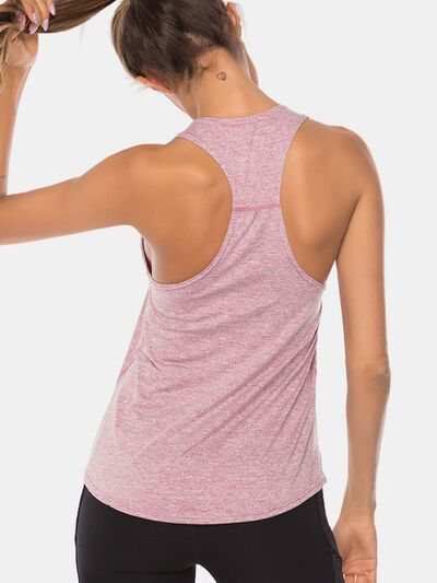 Full Size Scoop Neck Wide Strap Active Tank - FitFemme.Shop