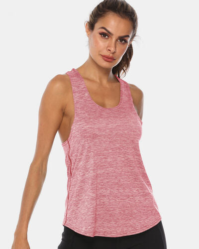 Full Size Scoop Neck Wide Strap Active Tank - FitFemme.Shop