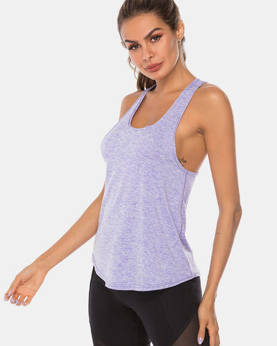 Full Size Scoop Neck Wide Strap Active Tank - FitFemme.Shop