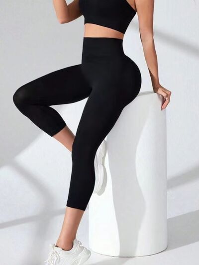 High Waist Cropped Active Leggings - FitFemme.Shop