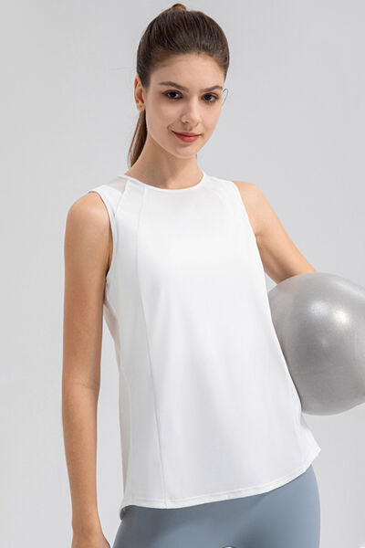Round Neck Wide strap Active Tank - FitFemme.Shop