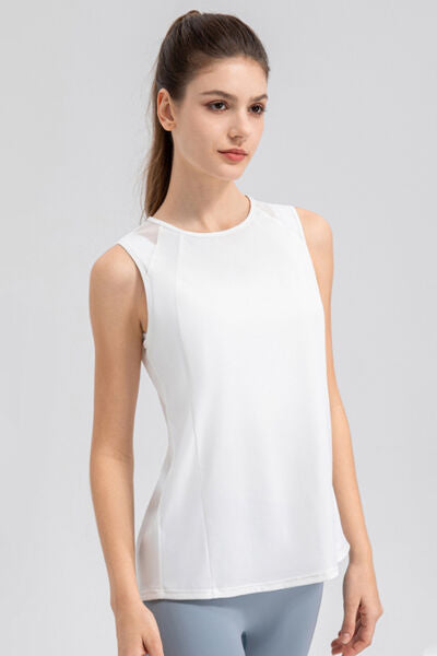 Round Neck Wide strap Active Tank - FitFemme.Shop