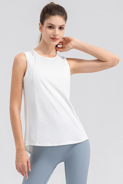Round Neck Wide strap Active Tank - FitFemme.Shop