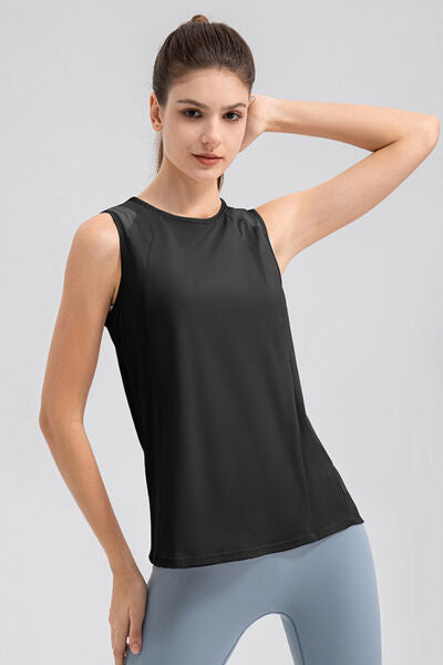 Round Neck Wide strap Active Tank - FitFemme.Shop