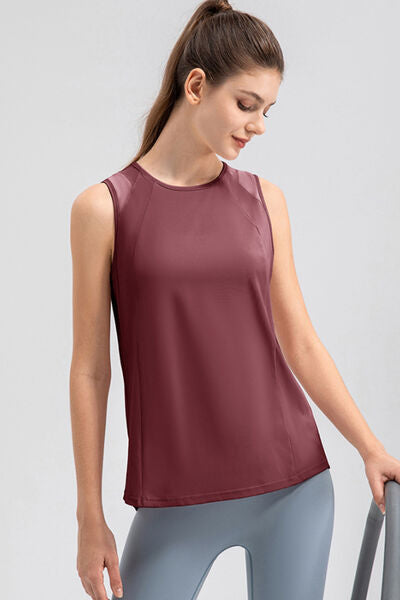 Round Neck Wide strap Active Tank - FitFemme.Shop