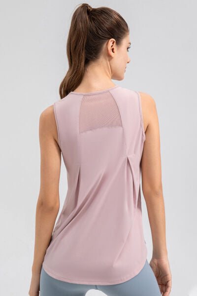Round Neck Wide strap Active Tank - FitFemme.Shop