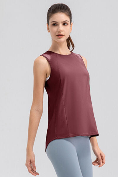 Round Neck Wide strap Active Tank - FitFemme.Shop