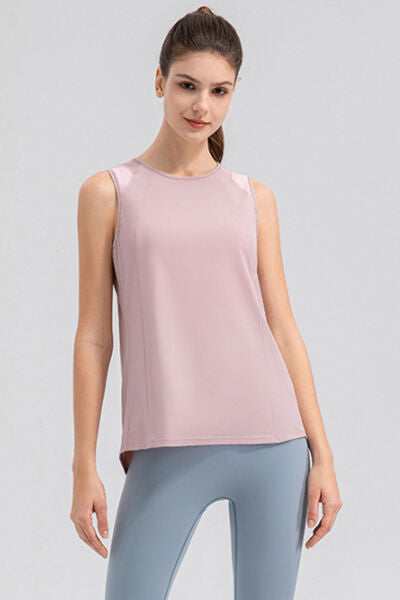 Round Neck Wide strap Active Tank - FitFemme.Shop
