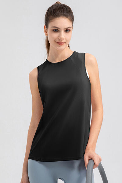 Round Neck Wide strap Active Tank - FitFemme.Shop
